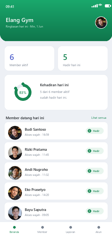 Aplikasi Elang Membership di smartphone